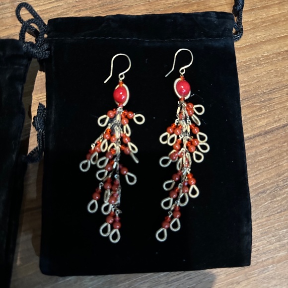 Miguel Ases Red Coral Color Pendant and Matching Earrings - Set - Picture 10 of 16